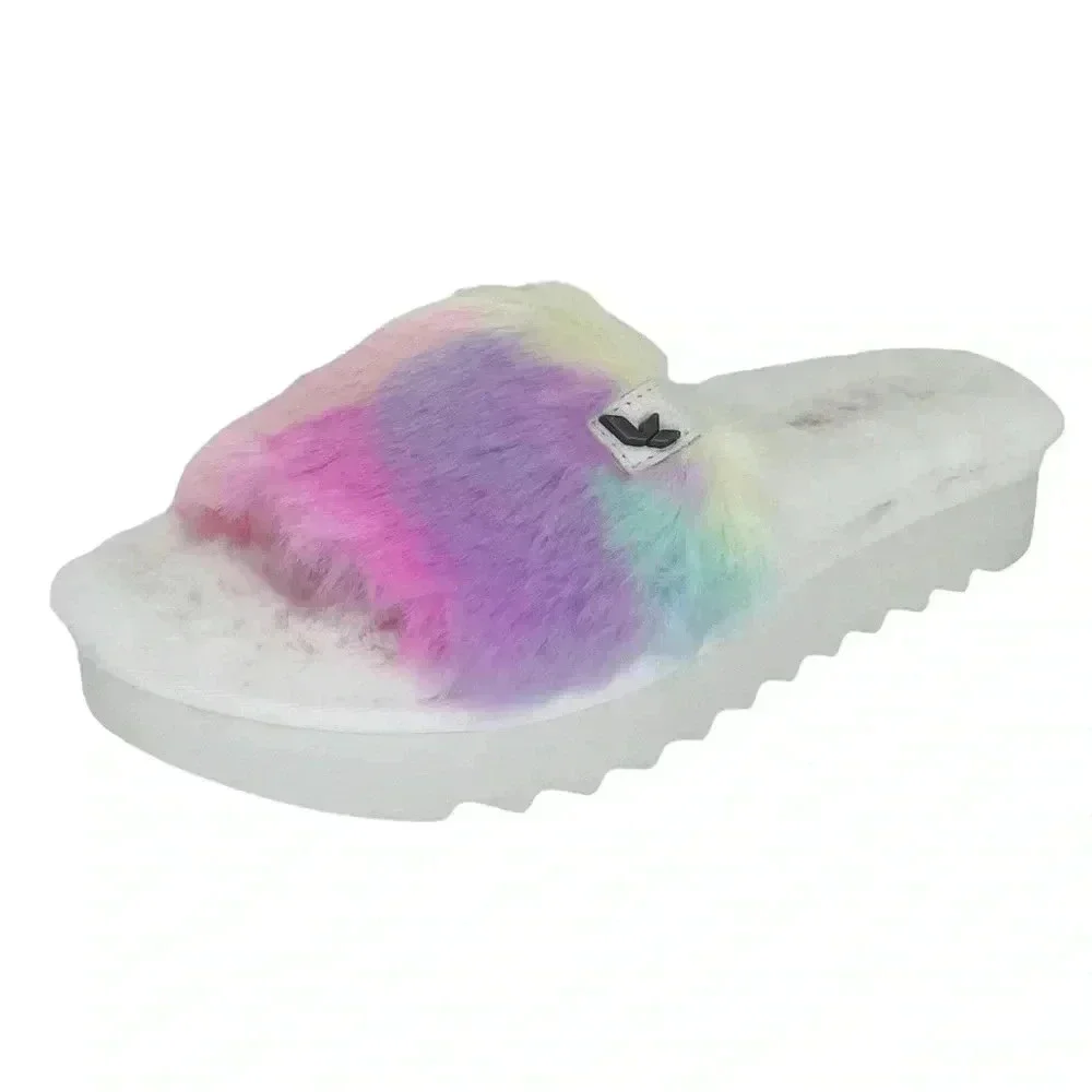 Koolaburra by UGG Womens Fuzz-AH Faux Fur Pastel Slide Sandals Size 6M - Picture 2 of 10